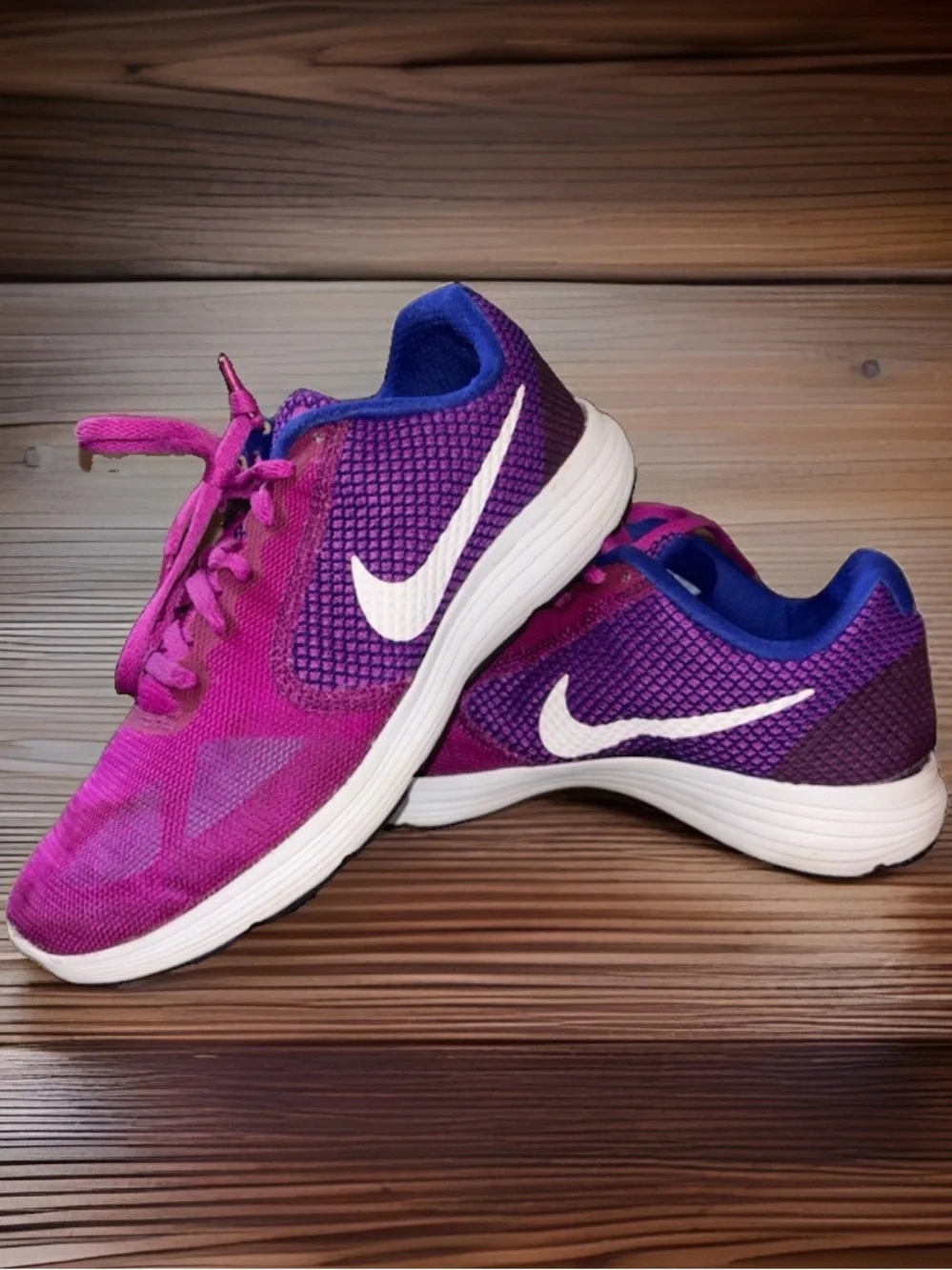 Nike Revolution 3 Hyper Violet Women's Mesh Lace-Up Low Top Sneakers, Women’s 8